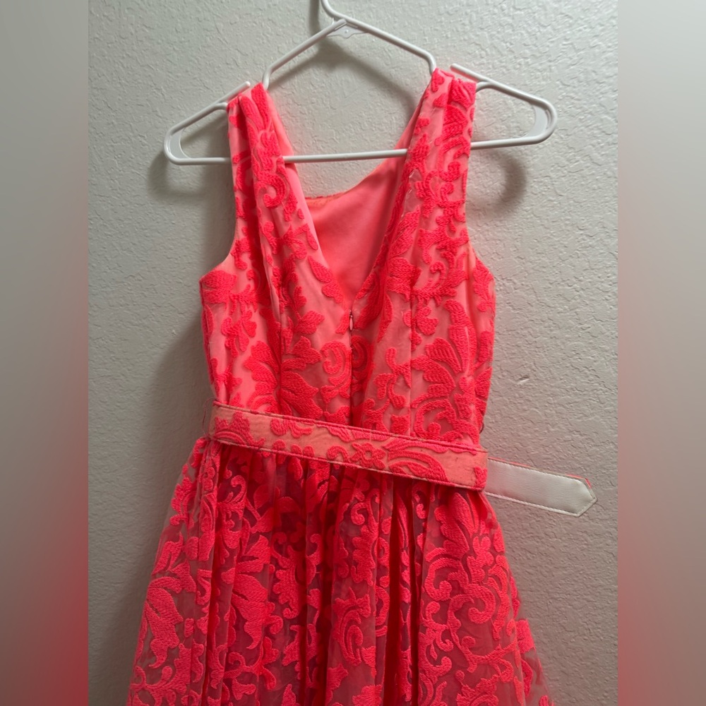 Elegant HOT Pink Lace Dress
